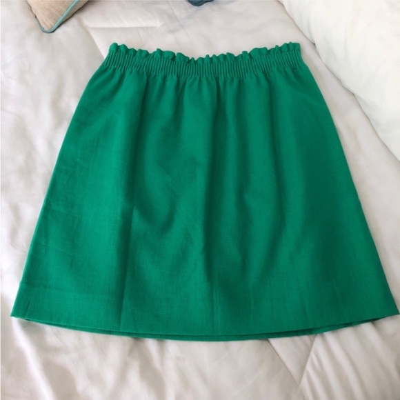 🆕 J Crew Green City Skirt. Linen Blend with Hand Pockets & Elastic Waist. NWOT - Picture 6 of 13